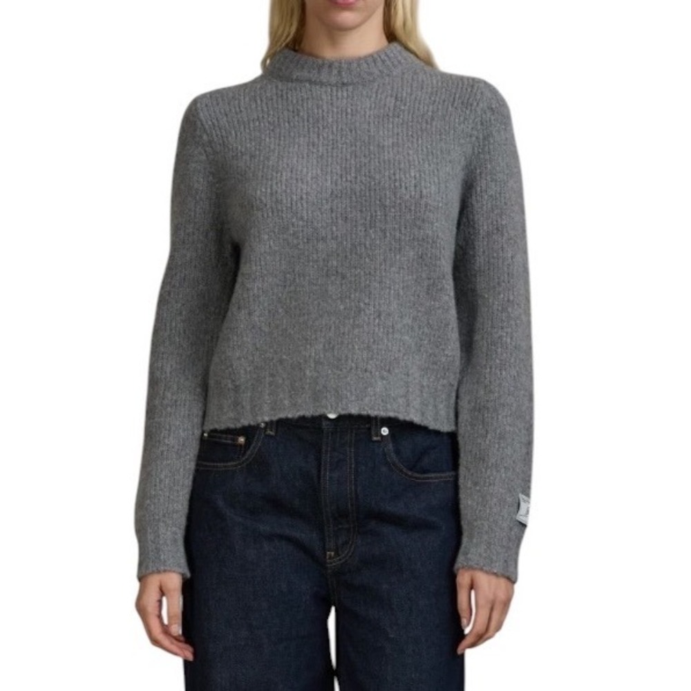 B.B. Wallace Womens David Boxy Mock Sweater Wool Cashmere Blend Grey Size Medium